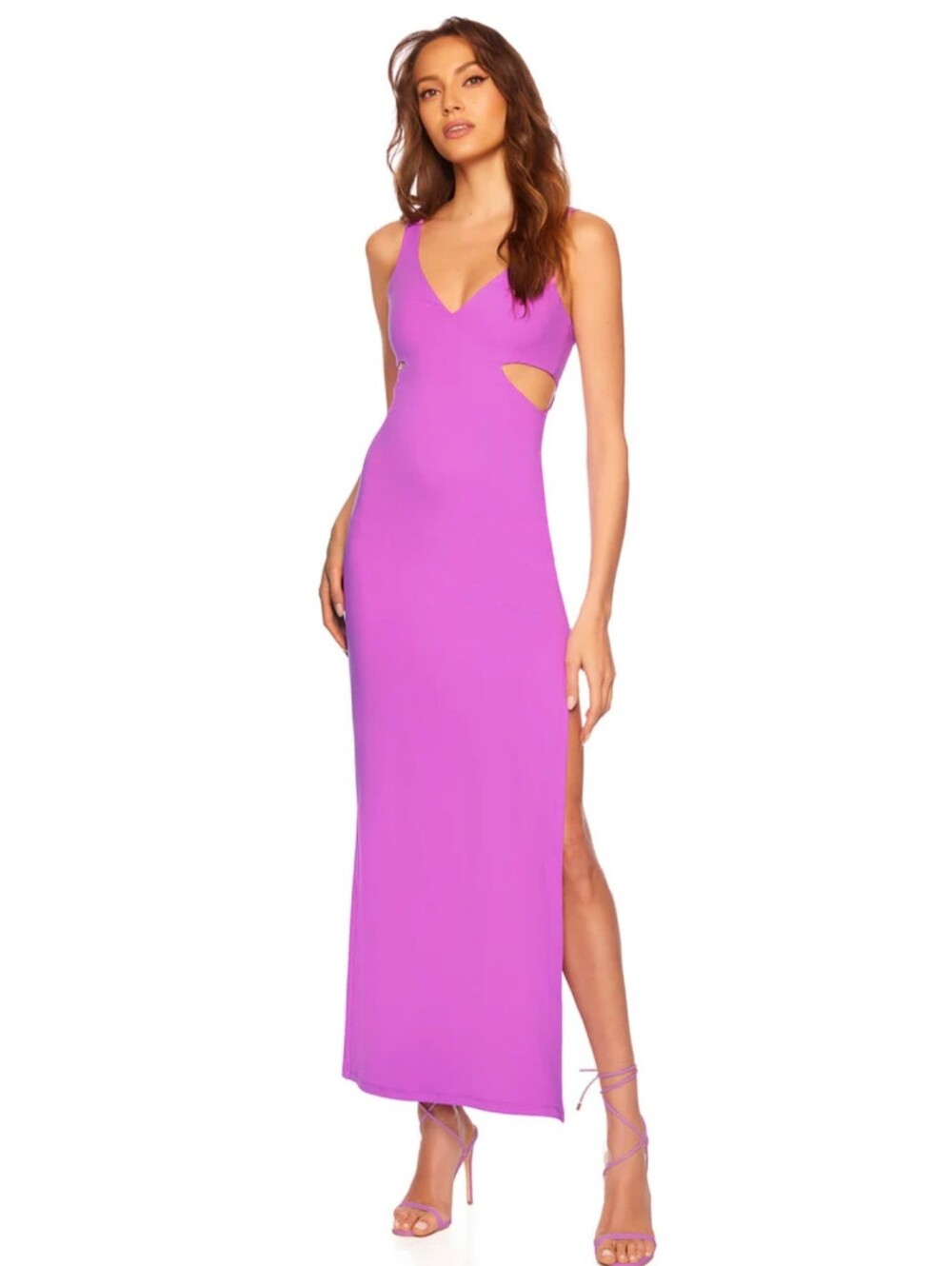 Susana Monaco Side Open Tank Slit Dress Snapdragon pink purple women's large NWT